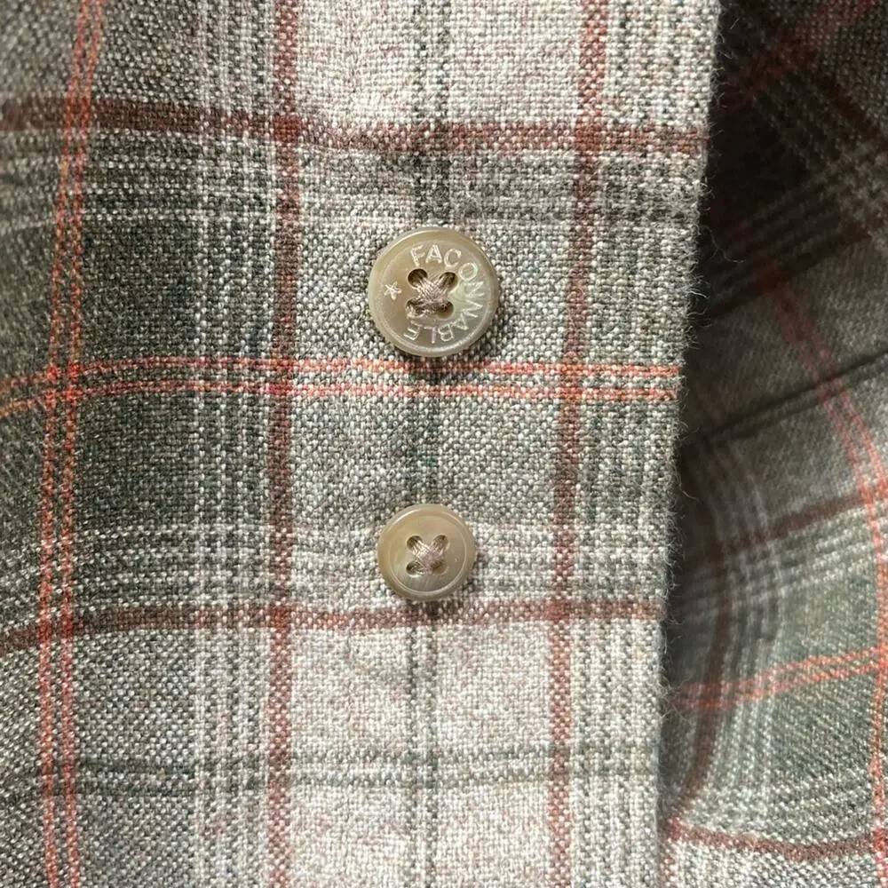 Faconnable 100% Cotton Long Sleeve Button Down Shirt in Brown Plaid, Men's Large - Picture 6 of 7